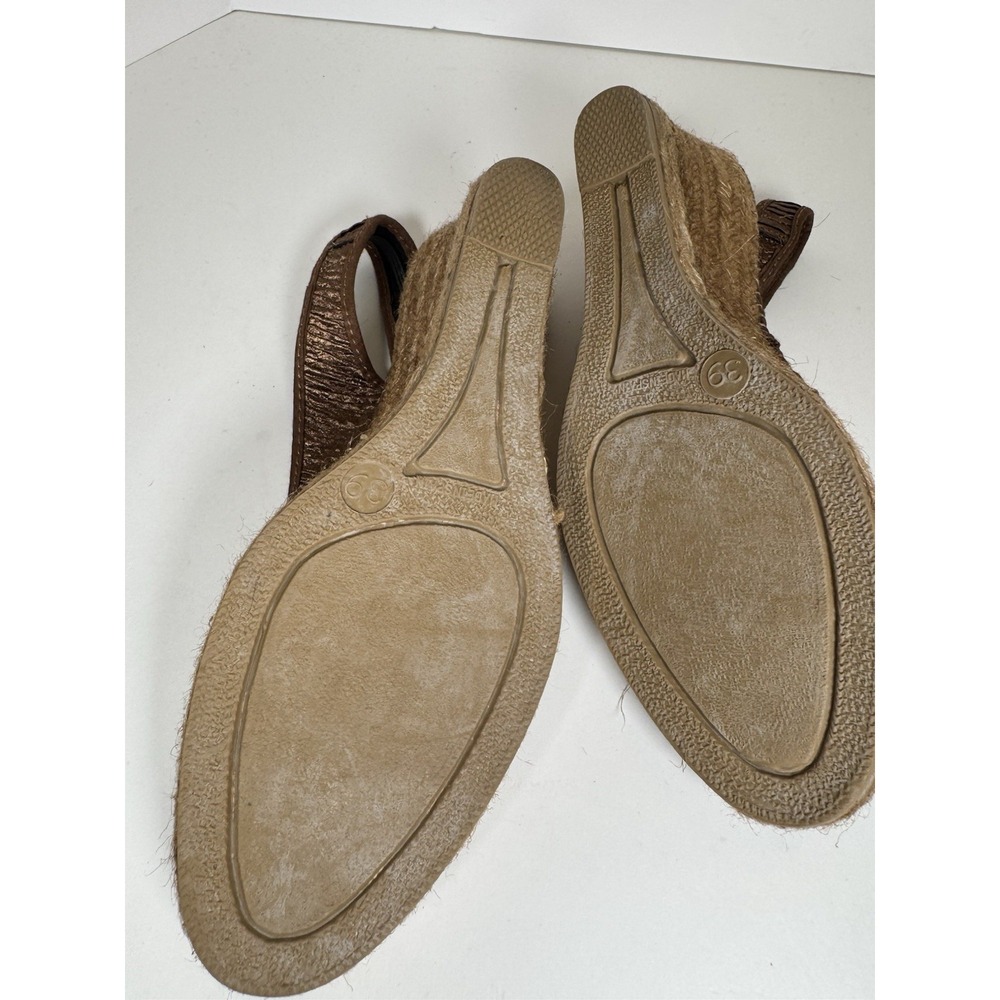 Azura Jeanette Espadrille Gold Slingback Open Toe Wedge Spain EU 39 US 8 - Picture 8 of 9